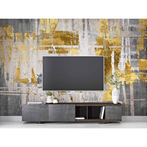 3 Boyutlu Altın Kaplama Duvar Desenli Duvar Kağıdı - Dkm804047 225x260 cm