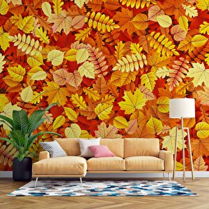 Sonbahar Yaprak Desenli Duvar Kağıdı - Dkm709056 450x260 cm