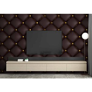 3 Boyutlu Deri Desenli Duvar Kağıdı Baskı - Dkm105007 275x200 cm