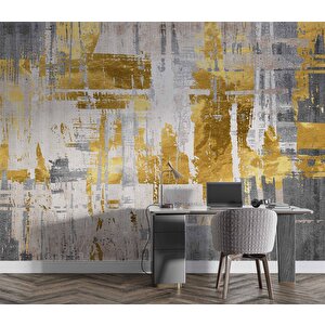 3 Boyutlu Altın Kaplama Duvar Desenli Duvar Kağıdı - Dkm804001