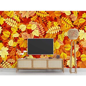 Sonbahar Yaprak Desenli Duvar Kağıdı - Dkm709054 400x260 cm