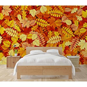 Sonbahar Yaprak Desenli Duvar Kağıdı - Dkm709092 300x300 cm