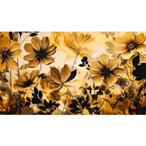 Sarı Çiçek Çizim Desenli Duvar Kağıdı - Dkm884103