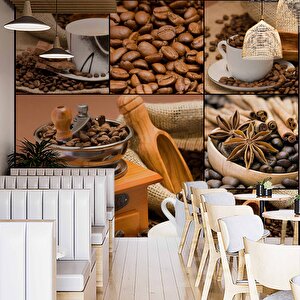 Öğütme Kahve Temalı Cafe Duvar Kağıdı Baskı - Dkm267001 100x100 cm