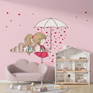 Kız Çizimi Çocuk Odası Duvar Kağıdı Baskı - Dkm362119 450x315 cm