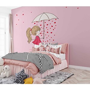 Kız Çizimi Çocuk Odası Duvar Kağıdı Baskı - Dkm362119 450x315 cm