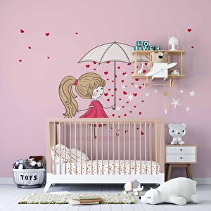 Kız Çizimi Çocuk Odası Duvar Kağıdı Baskı - Dkm362125 700x315 cm