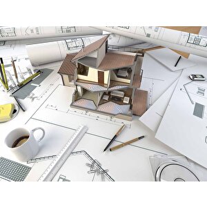 Mimari Ev Projesi Emlak Ve Gayrimenkul Duvar Kağıdı Baskı - Dkm318112