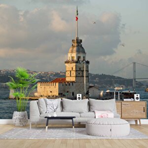İstanbul Deniz Ve Kız Kulesi Manzaları Duvar Kağıdı - Dkm750112 275x315 cm