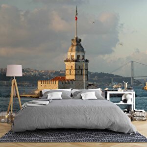 İstanbul Deniz Ve Kız Kulesi Manzaları Duvar Kağıdı - Dkm750112 275x315 cm