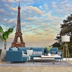 Fransa Paris Eyfel Kulesi Manzarası Duvar Kağıdı Baskı - Dkm458065 100x280 cm