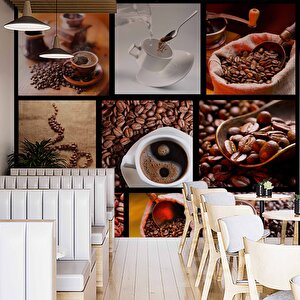Kahveli Duvar Kağıdı Posterleri Cafe Duvar Kağıdı Baskı - Dkb283104 700x300 cm