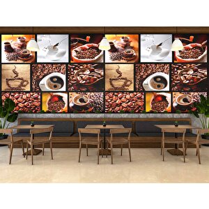 Kahveli Duvar Kağıdı Posterleri Cafe Duvar Kağıdı Baskı - Dkb283055 425x260 cm