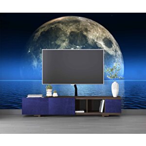 Ağaç Süliyeti Ve Ay Manzaralı Duvar Kağıdı Baskı - Dkm529068 225x280 cm