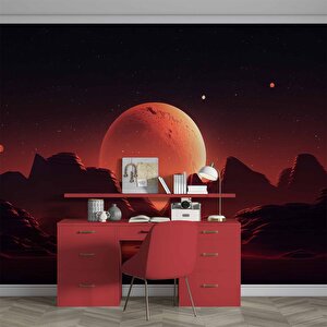 Kızıl Ay Manzaralı Duvar Kağıdı Baskı - Dkm546091