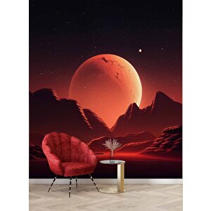 Kızıl Ay Manzaralı Duvar Kağıdı Baskı - Dkm546091