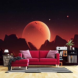 Kızıl Ay Manzaralı Duvar Kağıdı Baskı - Dkm546117 400x315 cm