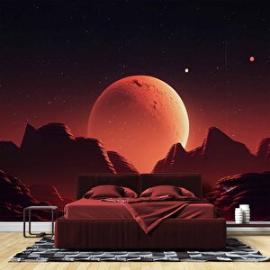 Kızıl Ay Manzaralı Duvar Kağıdı Baskı - Dkm546117 400x315 cm