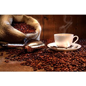Fincan Ve Kahve Çekirdeği Temalı Cafe Duvar Kağıdı Baskı - Dkm272091