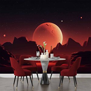 Kızıl Ay Manzaralı Duvar Kağıdı Baskı - Dkm546083