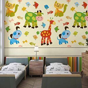 Hayvanlar Alemi Çocuk Duvar Duvar Kağıdı Baskı - Dkm378065 100x280 cm