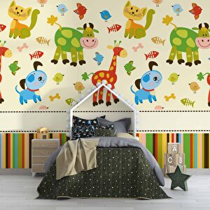 Hayvanlar Alemi Çocuk Duvar Duvar Kağıdı Baskı - Dkm378065