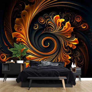 3 Boyutlu Girdap Çiçek Desenli Duvar Kağıdı - Dkm818032 375x240 cm