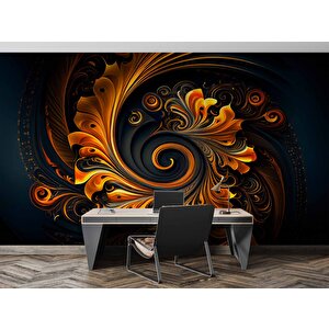 3 Boyutlu Girdap Çiçek Desenli Duvar Kağıdı - Dkm818100