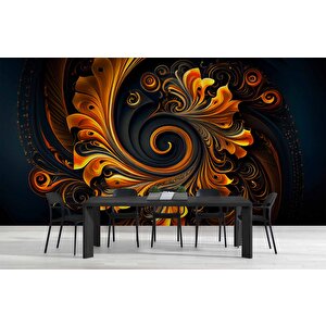 3 Boyutlu Girdap Çiçek Desenli Duvar Kağıdı - Dkm818100