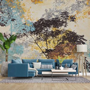 Ağaç Silueti Halı Deseni Duvar Kağıdı Baskı - Dkm-009_82129 500x200 cm