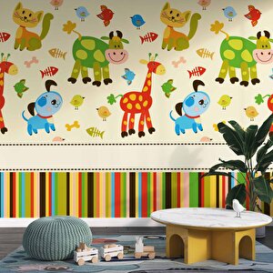 Hayvanlar Alemi Çocuk Duvar Duvar Kağıdı Baskı - Dkm378087 150x300 cm