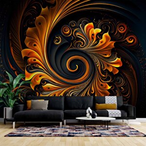 3 Boyutlu Girdap Çiçek Desenli Duvar Kağıdı - Dkm818041 700x240 cm