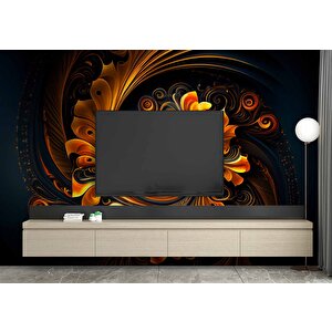 3 Boyutlu Girdap Çiçek Desenli Duvar Kağıdı - Dkm818041 700x240 cm