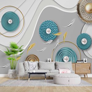 3 Boyutlu Yuvarlak Desenli Duvar Kağıdı - Dkm755089 225x300 cm