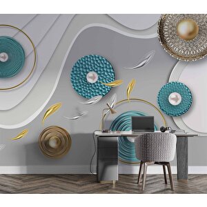 3 Boyutlu Yuvarlak Desenli Duvar Kağıdı - Dkm755089