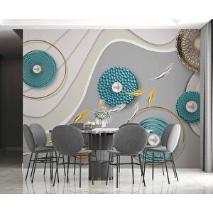 3 Boyutlu Yuvarlak Desenli Duvar Kağıdı - Dkm755089