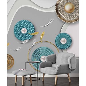 3 Boyutlu Yuvarlak Desenli Duvar Kağıdı - Dkm755089