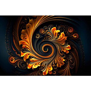 3 Boyutlu Girdap Çiçek Desenli Duvar Kağıdı - Dkm818109