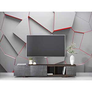 3 Boyutlu Geometrik Kabartma Görünümlü Duvar Kağıdı - Dkm634072 325x280 cm