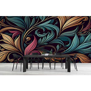 Renkli Yaprak Desenli Duvar Kağıdı - Dkm783069