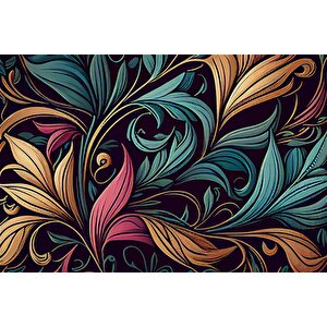 Renkli Yaprak Desenli Duvar Kağıdı - Dkm783069