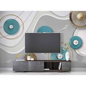 3 Boyutlu Yuvarlak Desenli Duvar Kağıdı - Dkm755067 200x280 cm