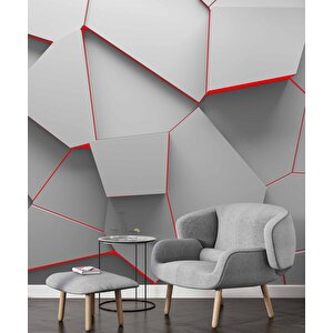 3 Boyutlu Geometrik Kabartma Görünümlü Duvar Kağıdı - Dkm634109