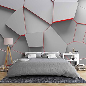 3 Boyutlu Geometrik Kabartma Görünümlü Duvar Kağıdı - Dkm634007 275x200 cm