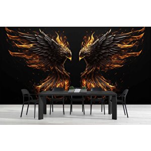 Alevli Kartal Temalı Duvar Kağıdı - Dkm850071