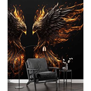 Alevli Kartal Temalı Duvar Kağıdı - Dkm850071