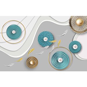 3 Boyutlu Yuvarlak Desenli Duvar Kağıdı - Dkm755090