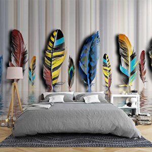 Rengârenk Tüy Desenli Duvar Kağıdı Baskı - Dkm-017_72822 150x200 cm