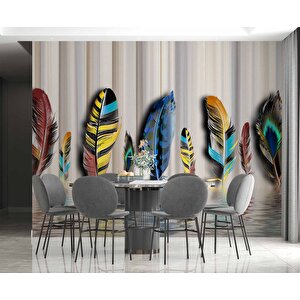 Rengârenk Tüy Desenli Duvar Kağıdı Baskı - Dkm-017_72822