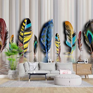 Rengârenk Tüy Desenli Duvar Kağıdı Baskı - Dkm-017_44684 250x200 cm